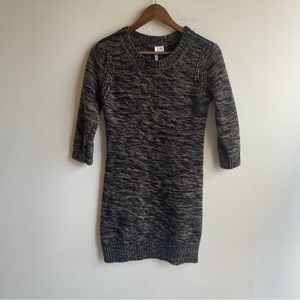 RIPE Knit Sweater Dress Black And Gold Zippered Shoulders EUC Size Small